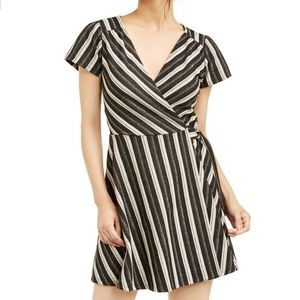 NWT CRYSTAL DOLL GOLD STRIPE FAUX WRAP DRESS
